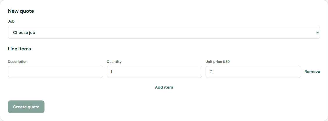 Prepare a quote with line items. — Desktop
