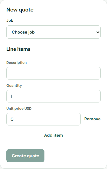 Prepare a quote with line items. — Mobile