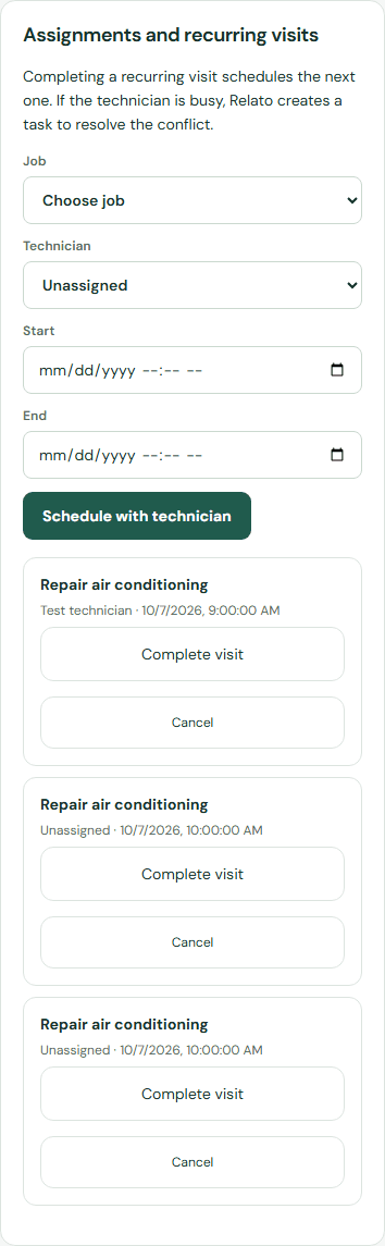 Schedule a visit in Relato. — Mobile
