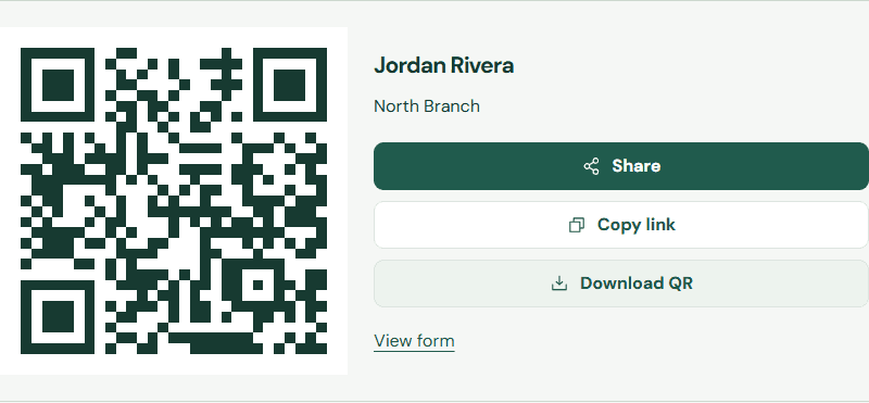 Share or download your QR from My QR. — Desktop: Share the link or download your QR as a PNG using these buttons.