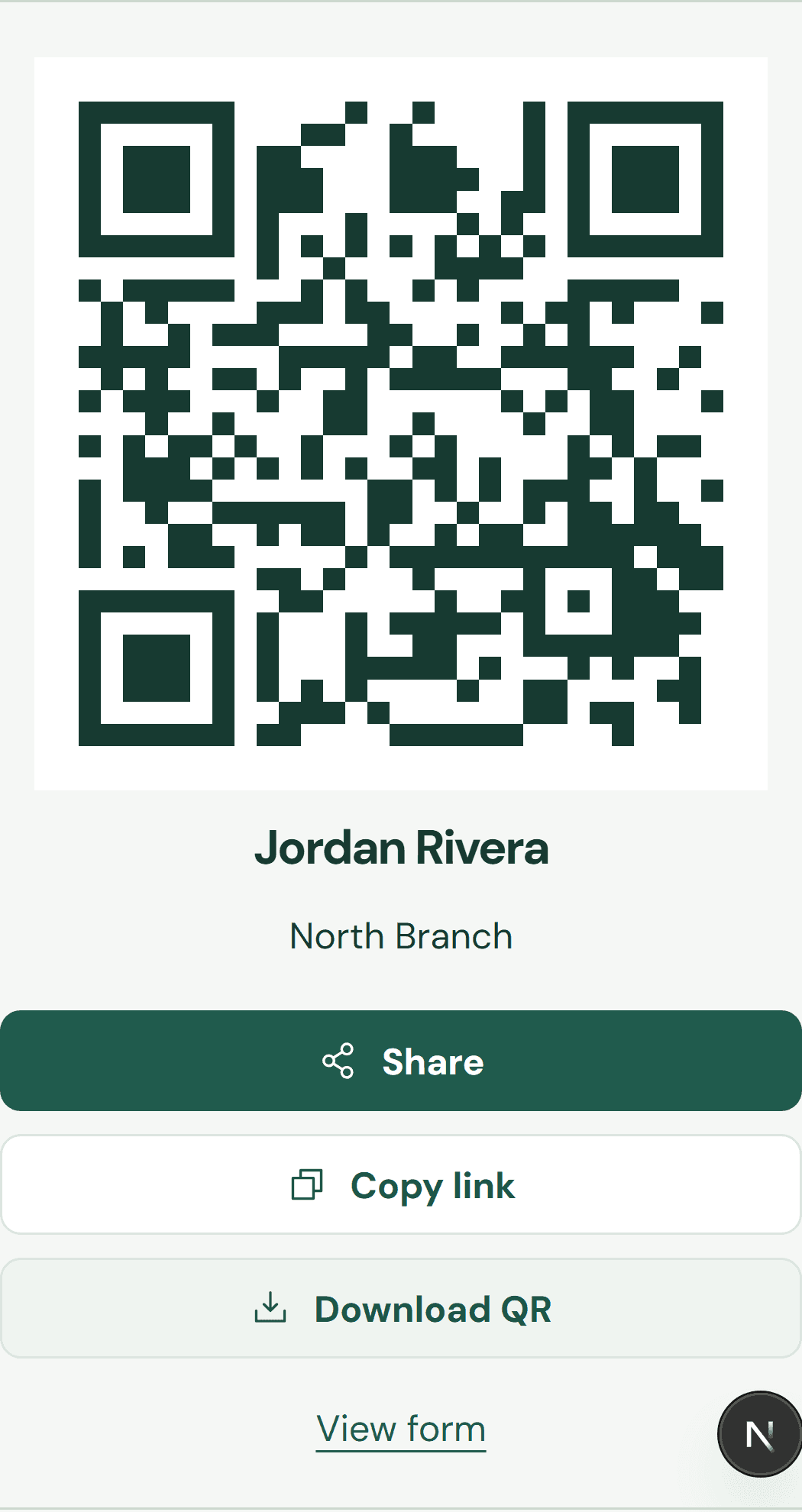 Share or download your QR from My QR. — Mobile: Share the link or download your QR as a PNG using these buttons.