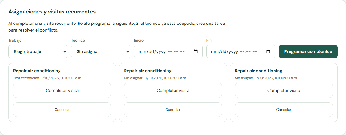 Programar una visita en Relato. — Escritorio