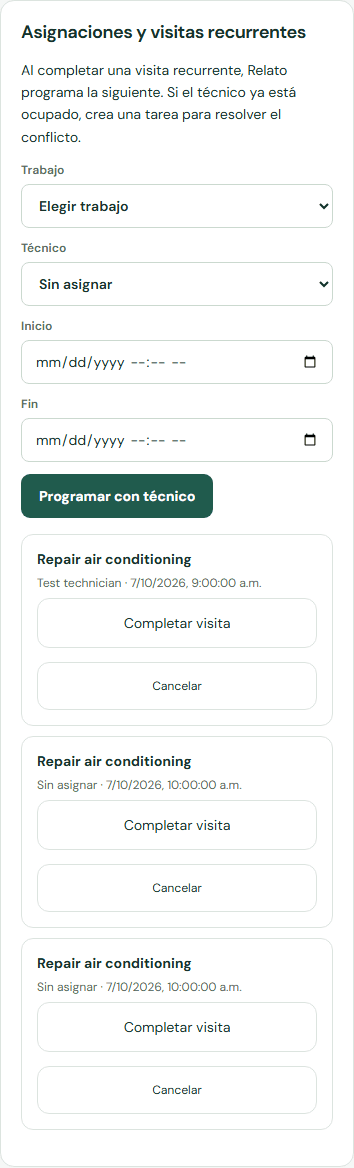 Programar una visita en Relato. — Móvil